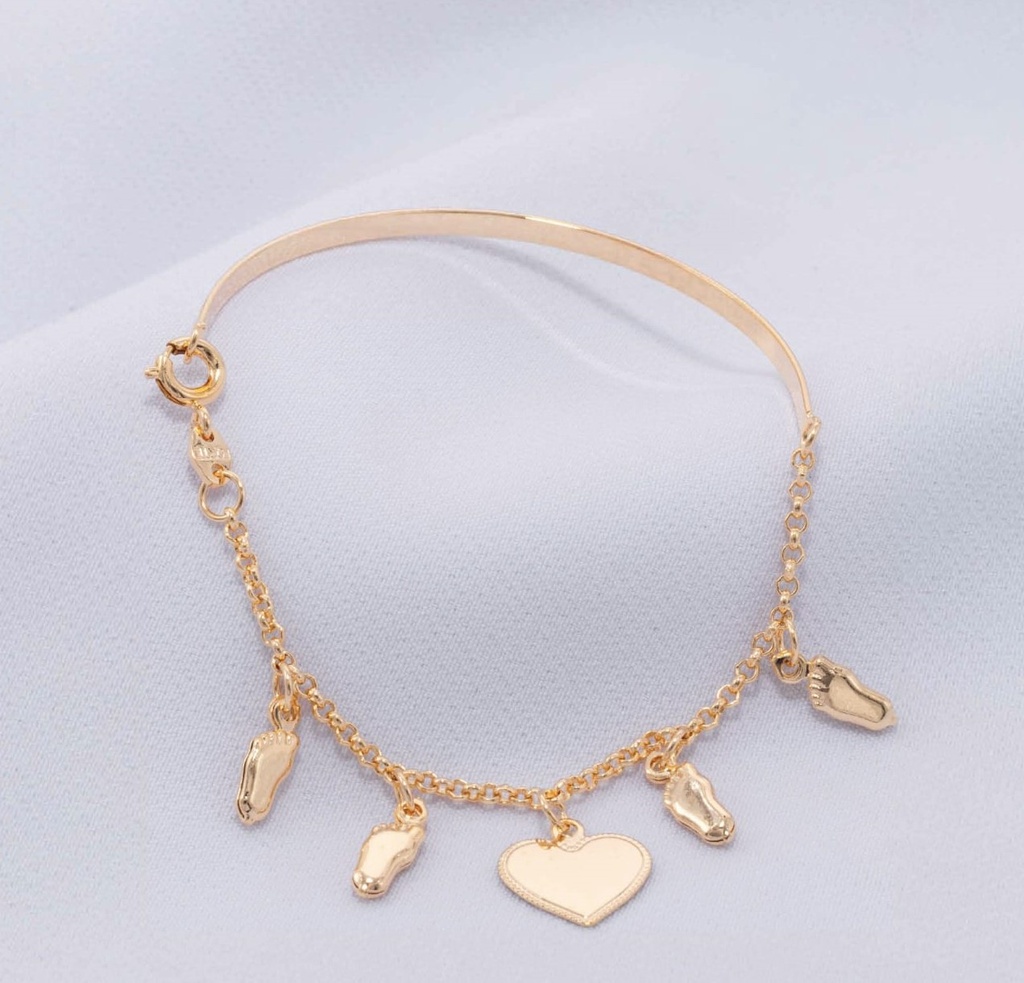 PULSERA TEJIDO CASANDRA CORAZÓN - PIES BEBÉ